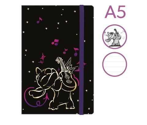 Obrázek produktu: Zápisník s gumičkou Colorino A5, 80 g, 80 l., linkovaný - Stitch Gold 2