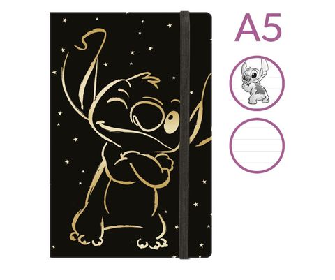 Obrázek produktu: Zápisník s gumičkou Colorino A5, 80 g, 80 l., linkovaný - Stitch Gold 3