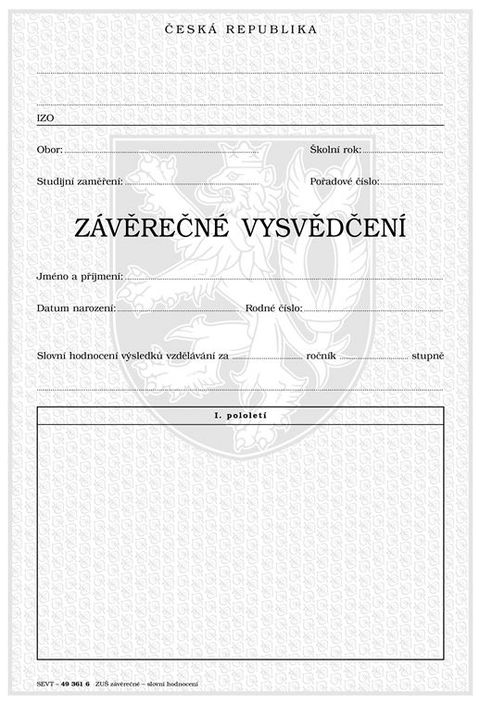 Obrázek produktu: Závěrečné vysvědčení pro ZUŠ - slovní hodnocení širší