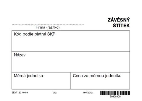 Obrázek produktu: Závěsný štítek na šířku