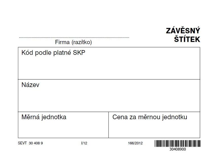Závěsný štítek na šířku