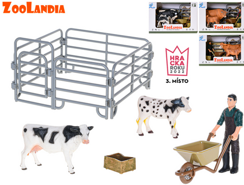 Obrázek produktu: Zoolandia kráva/ býk s telátkem a doplňky, mix druhů
