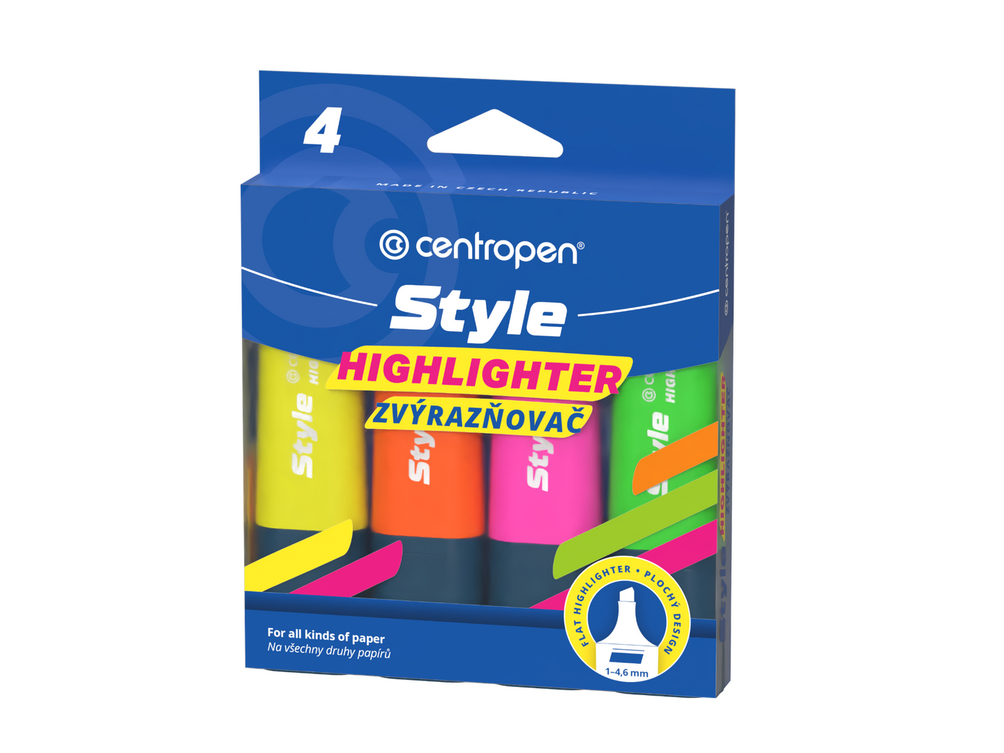 Zvýrazňovač Centropen 6252 STYLE FLUO - sada 4 barev