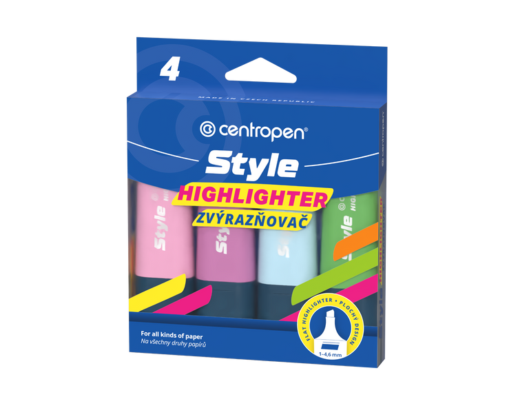 Centropen Highlighter Style 6252 Soft - zvýrazňovač - sada 4  pastelových barev