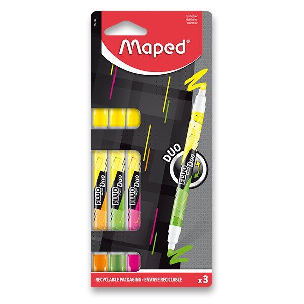 Zvýrazňovač Maped Fluo Peps Duo Neon sada, 3 ks Maped