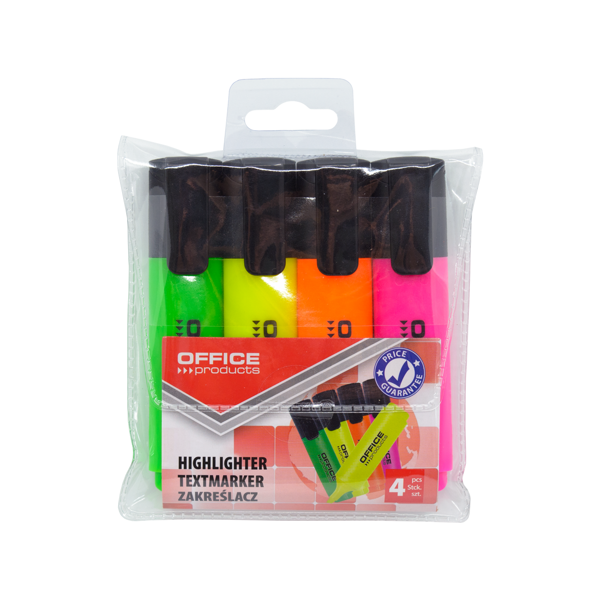 Zvýrazňovač OFFICE Products, šíře stopy 2-5 mm - sada 4 barev