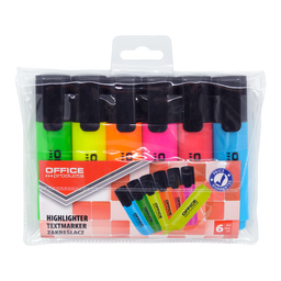 Obrázek produktu: Zvýrazňovač OFFICE Products, šíře stopy 2-5 mm - sada 6 barev