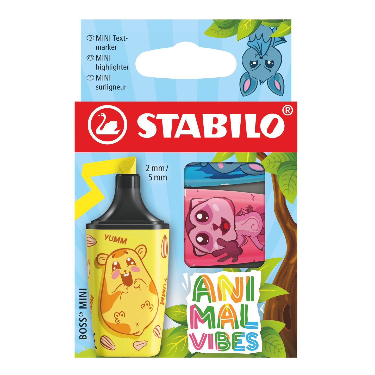 Zvýrazňovač STABILO BOSS MINI Animal Vibes - sada 3 barev