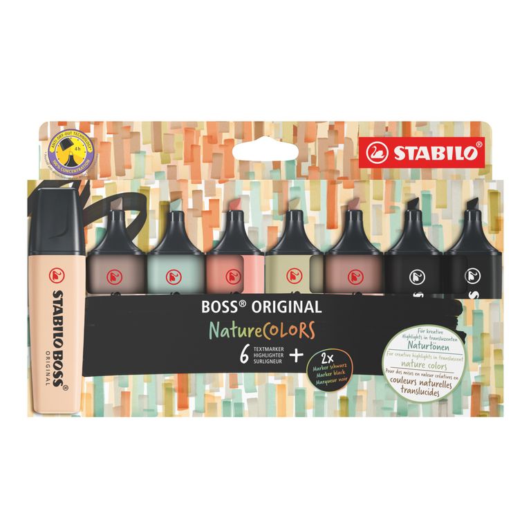 Zvýrazňovač STABILO BOSS NatureCOLORS - sada 8 ks