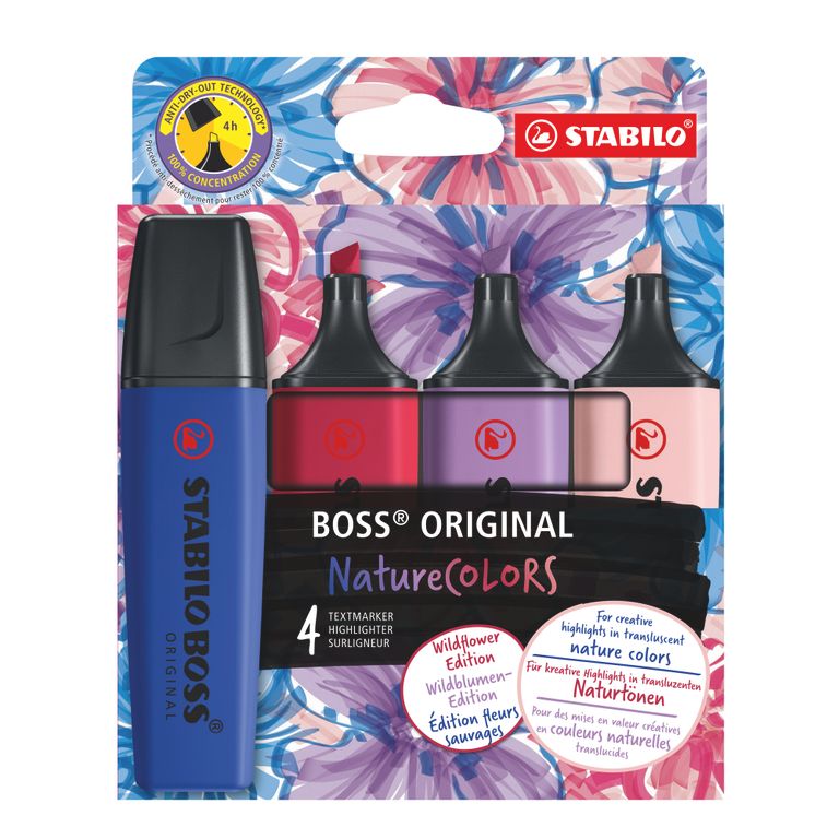 Zvýrazňovač STABILO BOSS NatureCOLORS Wildflowers - sada 4 barev