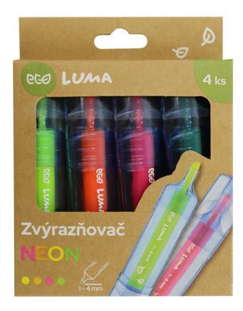 Zvýrazňovač ECO LUMA neon 4ks sada LUMA trading s.r.o.